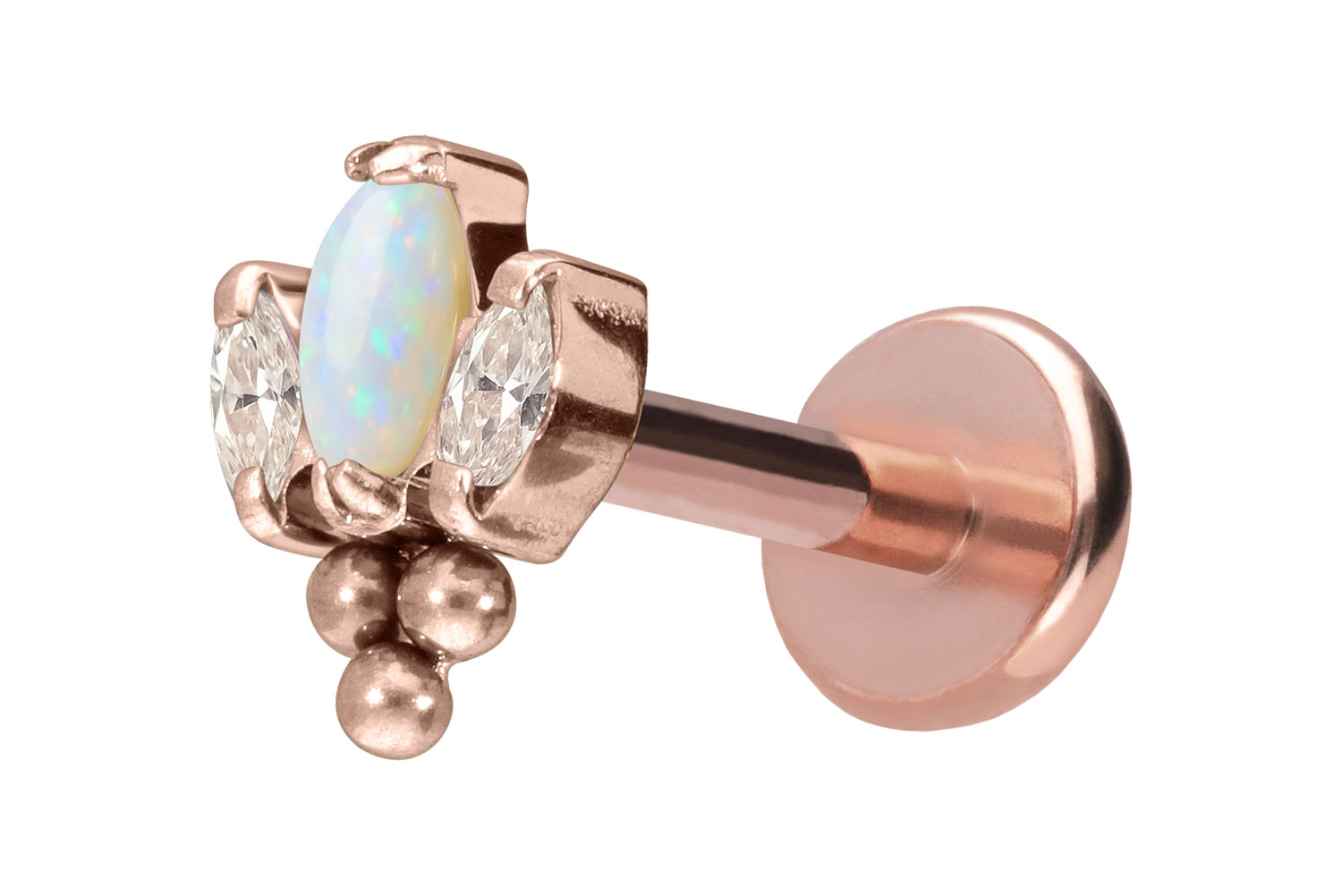 Titan Labret Piercing mit Push Fit LOTUSBLÜTE + 3 KUGELN